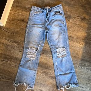 VERVET BY FLYING MONKEY Blue Ankle Cropped Jeans